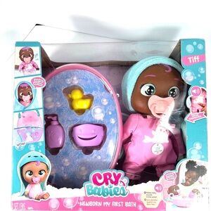 Cry Babies Tiff Doll with Pink Outfit and Blue Accessories